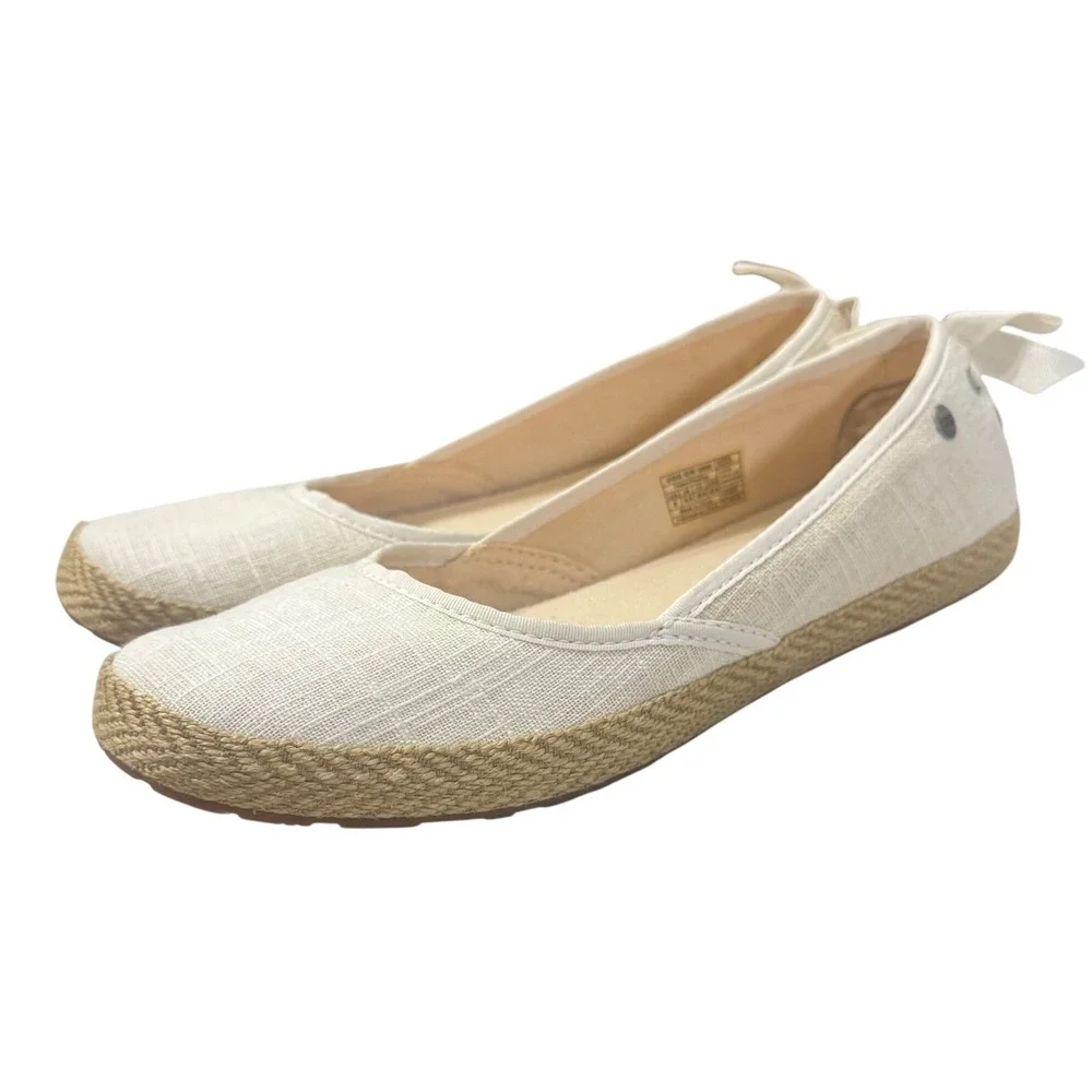 UGG Indah Espadrille Flats Womens 8 Cream Canvas Slip-On Jute Sole 1003493